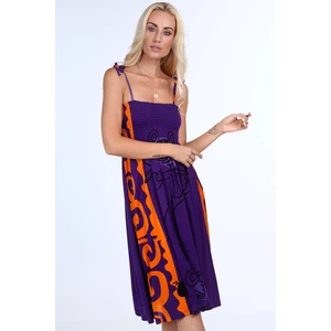 Purple casual dress with patterns