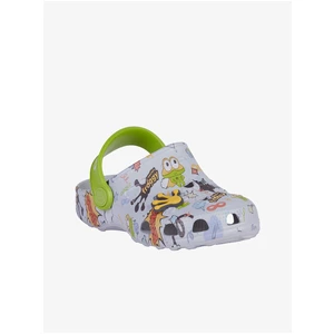 Light gray children's patterned slippers Coqui Little Frog - Boys