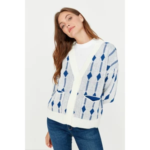 Trendyol Ecru Pocket Detailed Oversized Knitwear Cardigan