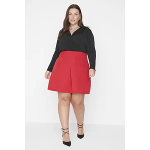 Trendyol Curve Red Pleated Mini Woven Skirt