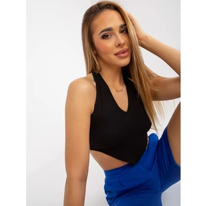 Black fitted crop top basic in RUE PARIS stripes