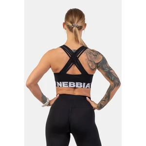 Nebbia Medium Impact Cross Back Sports Bra Black L