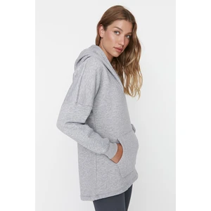 Trendyol Gray Hooded Raised Sports Sweatshirt