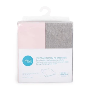 CEBA Poťah na prebaľovaciu podložku 50 x 70-80 cm 2 ks Light Grey Melange+Pink
