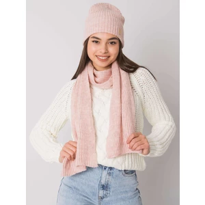 Dusty pink set of winter hat and scarf RUE PARIS