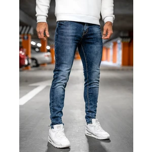 Tmavě modré pánské džíny skinny fit s paskem Bolf RW85144W1