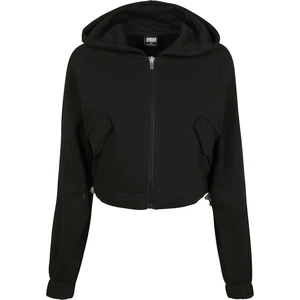 Ladies Short Worker Zip Hoody Black