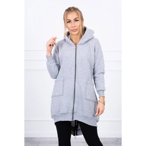 Insulated sweatshirt with a zipper at the back gray