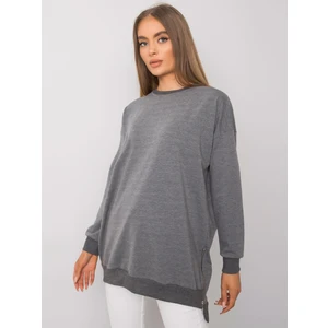 Women's dark gray melange tunic with zip fastening