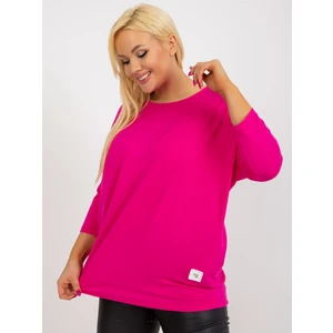 Dark pink basic blouse with round neckline plus size