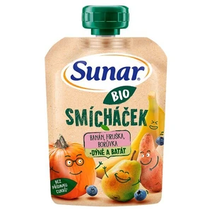 SUNAR BIO ovocná kapsička Smícháček banán, hruška, dýně, batáty a borůvky 100 g