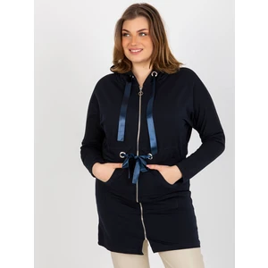 Long hoodie with dark blue zipper