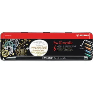 Stabilo Pen 68 metallic Kovový box 6 ks