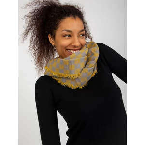 Šedožlutý kostkovaný zimní šátek pro ženy