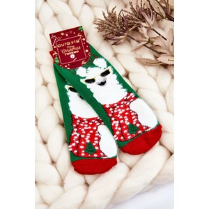 Dětské vánoční bavlněné termoaktivní ponožky Alpaka Zelená