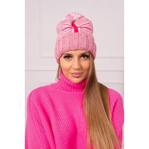 Cap with pompom Elizabeth K386 dark pink