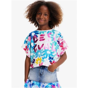 Modro-bílé holčičí květované tričko Desigual Biscuit - Holky