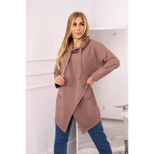 Tunic with clutch at the front Oversize mocca