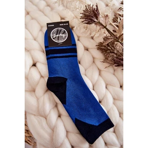 Dámské dvoubarevné ponožky s pruhy Modrá černá