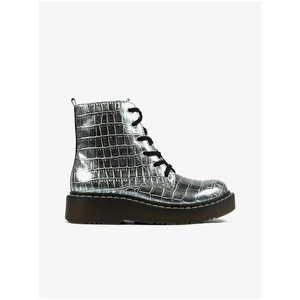 Richter Girly Ankle Boots in Silver with Animal Pattern Rich - Girls