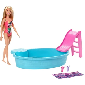 MATTEL BRB Panenka Barbie set s bazénem a doplňky v krabici