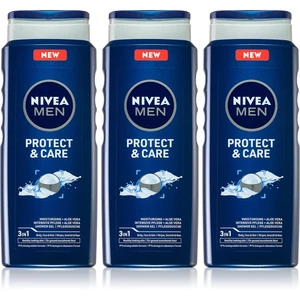 Nivea Men Protect & Care sprchový gél pre mužov 3 x 500 ml (výhodné balenie)