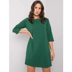 RUE PARIS Dark green dress with lace insert