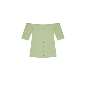 Off-the-shoulder blouse - olive green