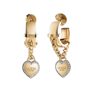 Guess Originální pozlacené náušnice kruhy Fine Heart JUBE01424JWYGT/U