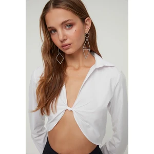 Trendyol Ecru Knot Detailed Poplin Shirt