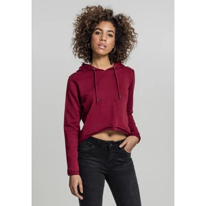 Ladies Cropped Terry Hoody burgundy