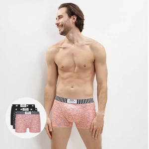 DIM VIBES BOXER 3x - Men's fashion boxers 3 pcs - black - biały - orange