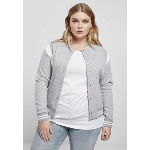 Ladies Organic Inset College Sweat Jacket Grey/white