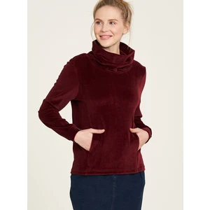 Burgundy Velvet Sweatshirt with Tranquillo Collar - Women