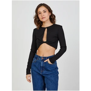 Black Women's Cropped T-Shirt with TALLY WEiJL Cut - Women