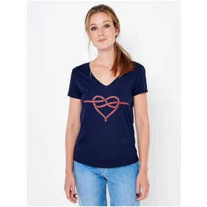 Blue T-shirt with CAMAIEU print - Women