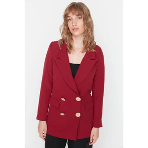 Trendyol Burgundy Weave Lined Double Breasted Blazer with Closure