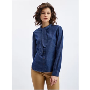 Orsay Tmavě modrá dámská džínová košile s ozdobným detailem - Dámské