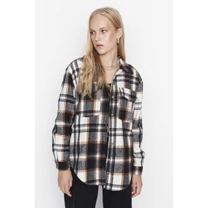 Trendyol Tall Woven Plaid Shirt in Black