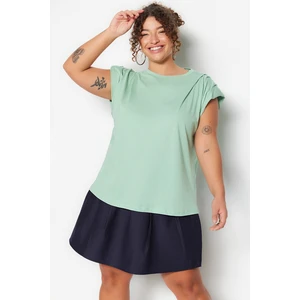 Trendyol Curve Mint Knitted Sleeves Pleated Blouse