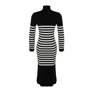 Trendyol Black Maxi Sweater Striped Dress