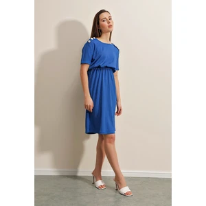 Bigdart 2375 Button Detailed Knitted Dress - Sax