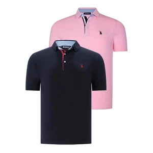 DUAL SET T8582 DEWBERRY MENS T-SHIRT-NAVY BLUE-PINK