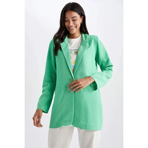 DEFACTO Regular Fit Crew Neck Linen Blend Blazer