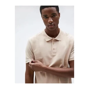 Koton 3sam10010mk 074 Beige Men's Cotton Jersey Basic Short Sleeve Polo Neck T-shirt