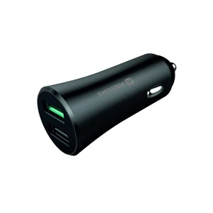 Autós töltő SwisstenQualcomm Quick Charge 3.0 támogatással, 30W, matt fekete