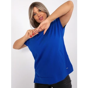 Cobalt blue blouse plus sizes with short sleeves