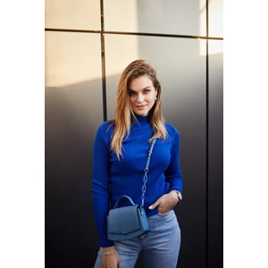 Lady's fitted cornflower turtleneck