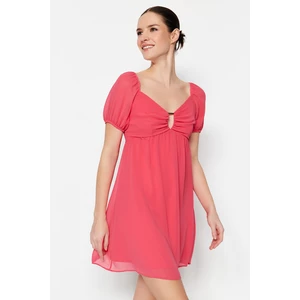 Trendyol Pink Mini Woven Lined Dress with Window Detail