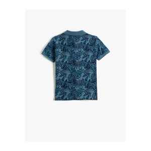 Koton Polo T-Shirt with Short Sleeves, Printed Button Detail, Cotton